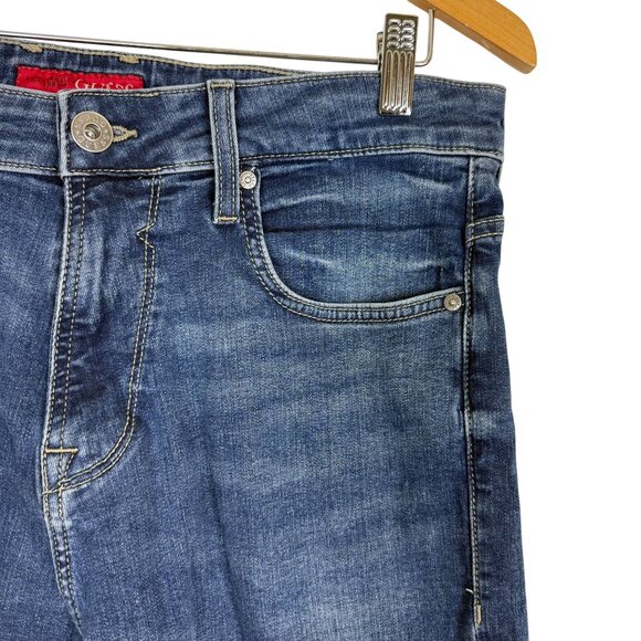 Guess Mens Athletic Tapered Denim Jeans Sz 32x32 (Actual 33 x 28) Med Dark Wash - Picture 5 of 11
